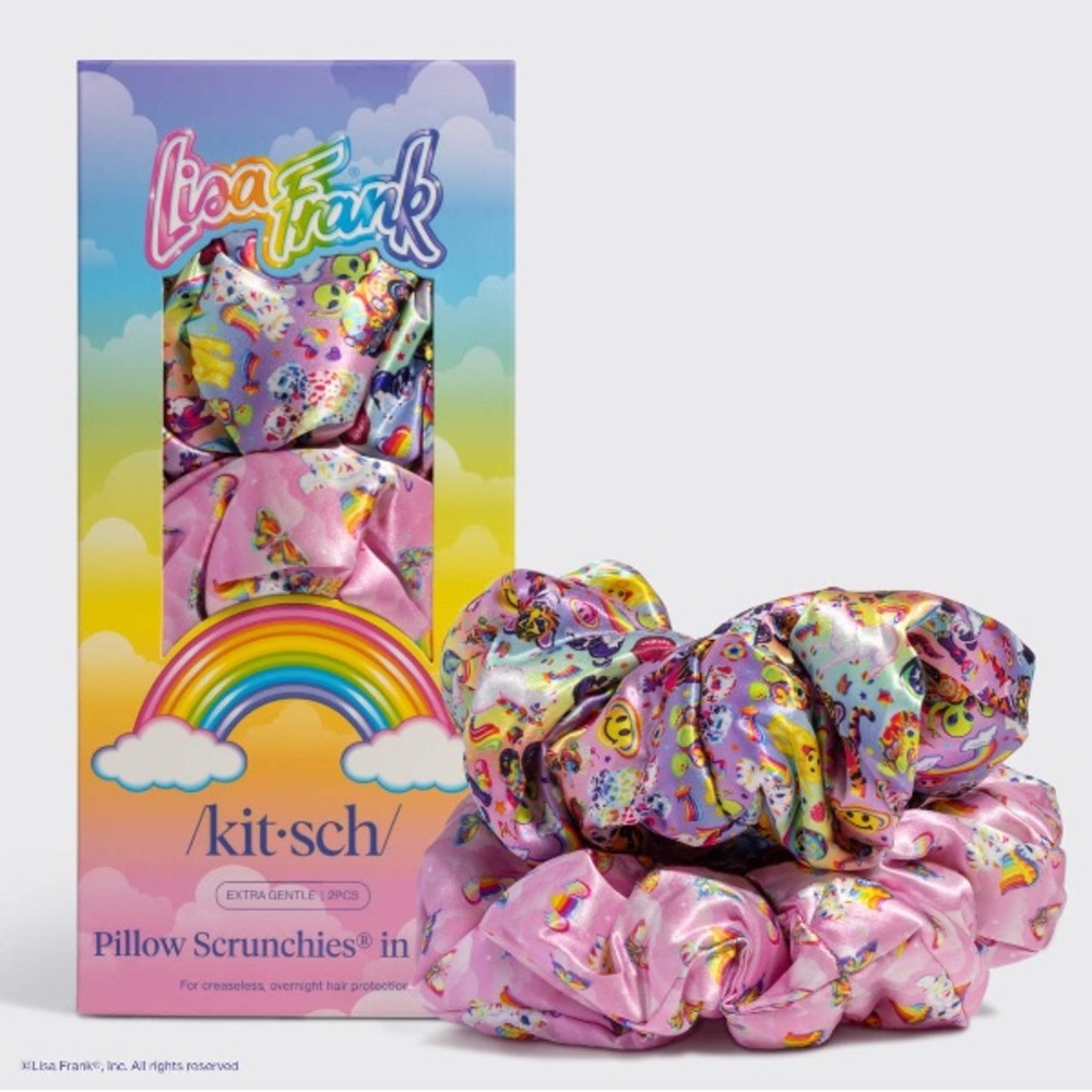 Lisa Frank X Kitsch Collab Satin Pillow Scrunchies